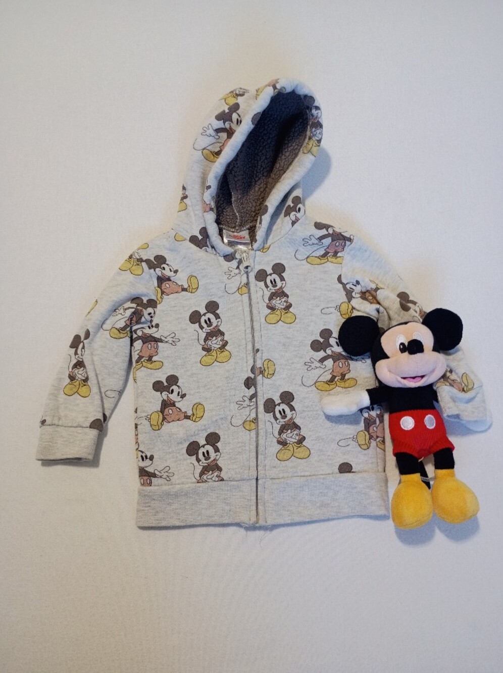 Mickey Mouse Toddler Boy Zip Jacket 3T Sherpa Lined with Matching Plush